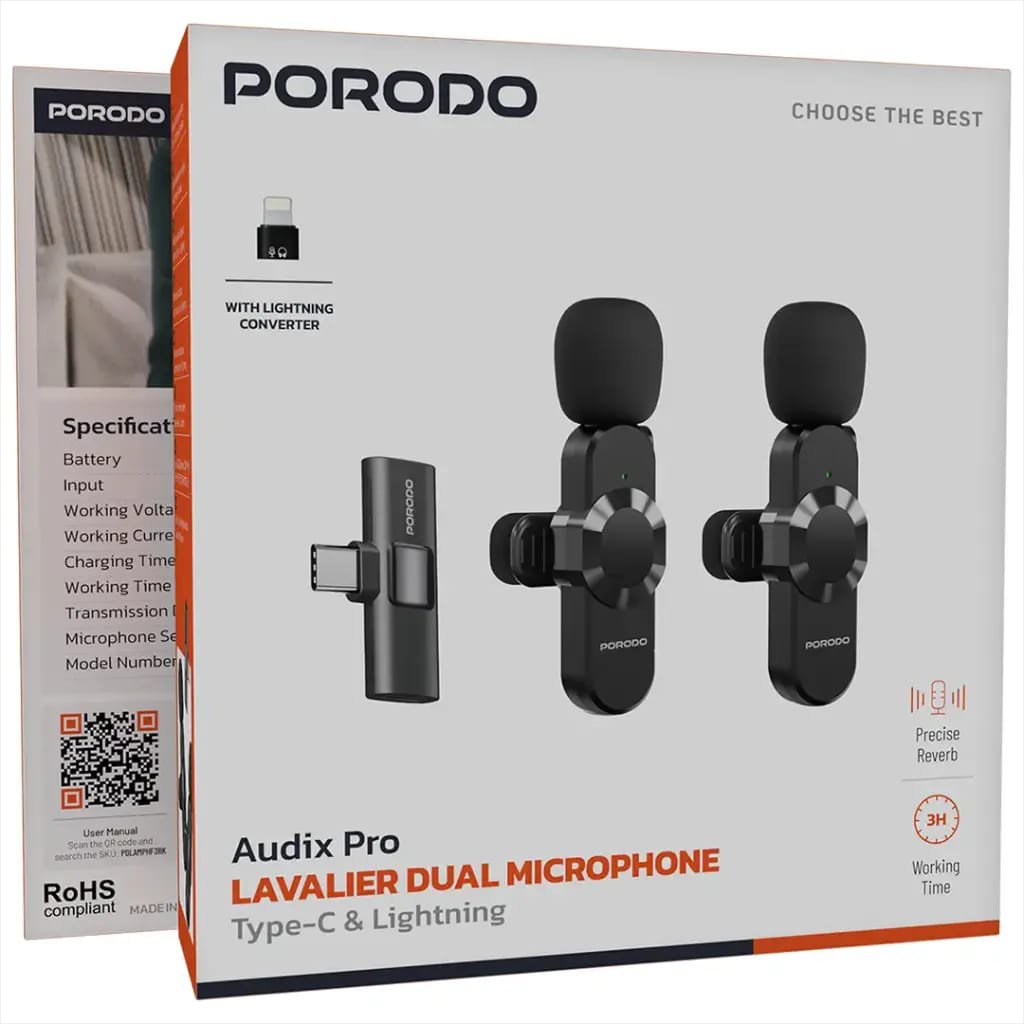 Porodo Lavalier Dual Microphone