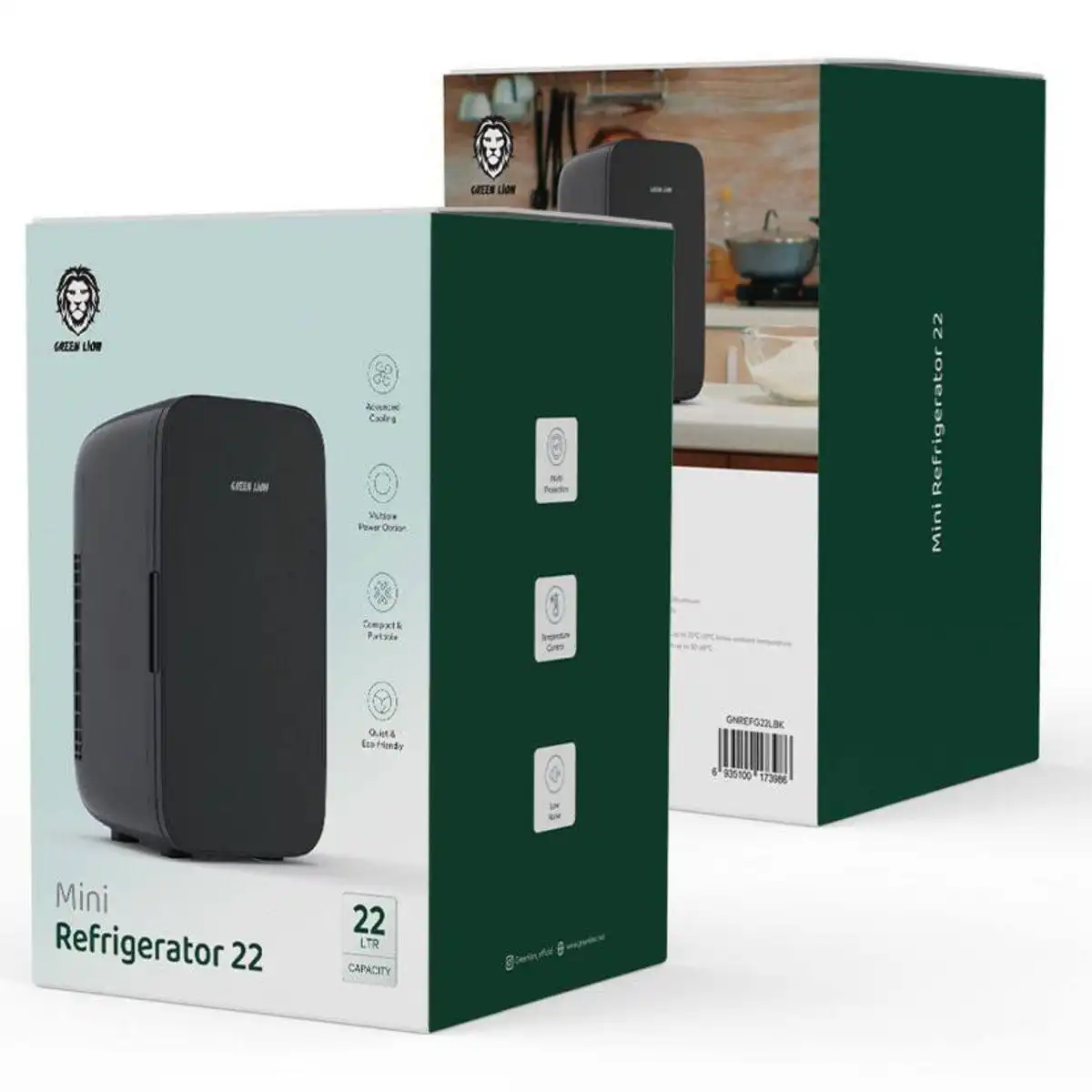 The Green Lion Mini Refrigerator offers 22 liters of cooling space